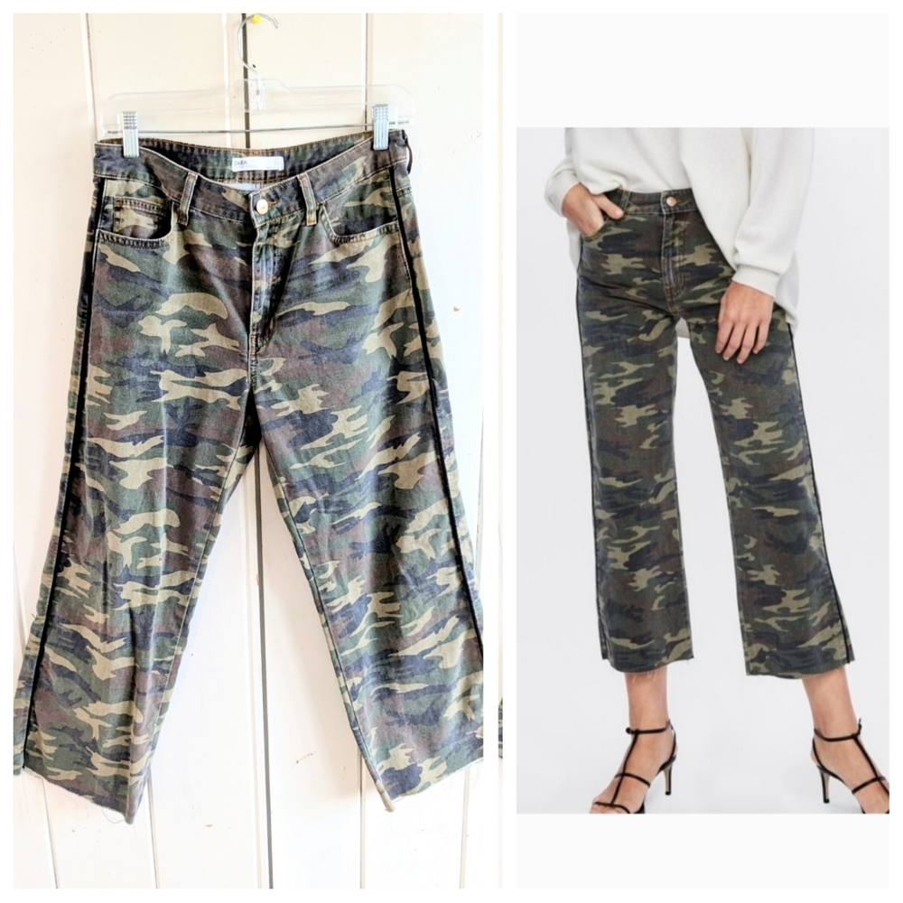 Zara Women's Cropped Camouflage Jeans sz 6